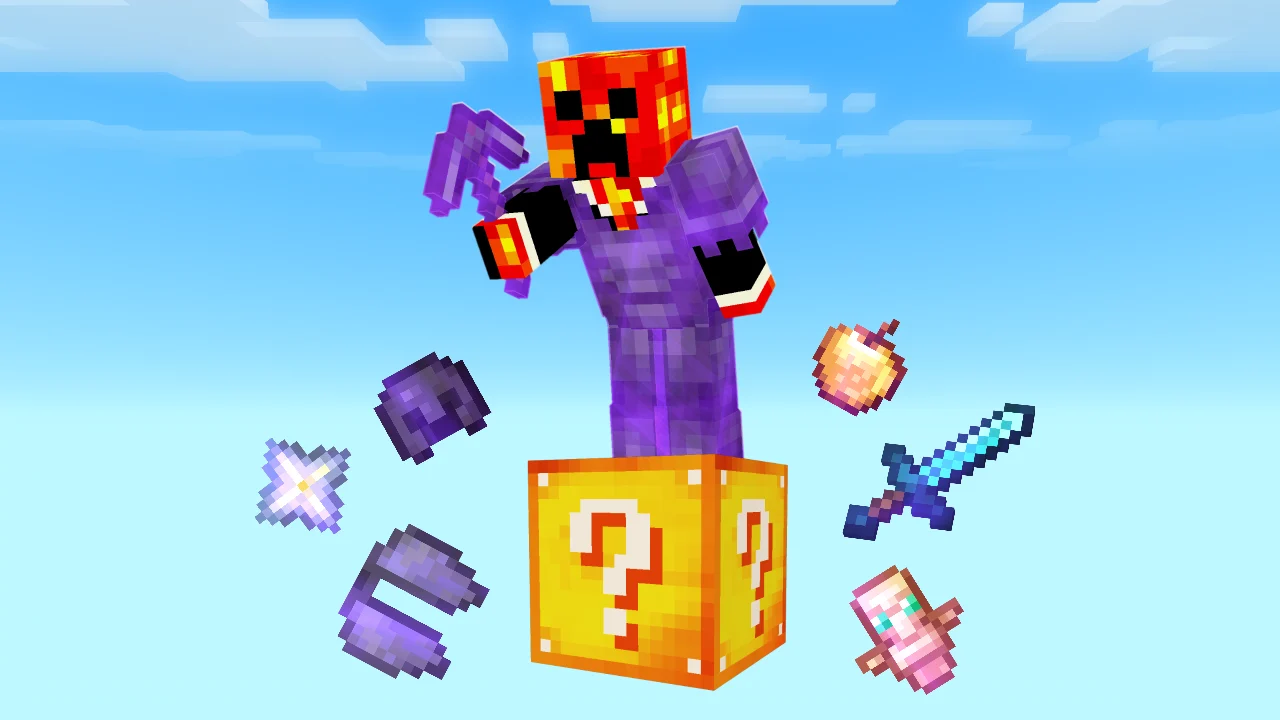 Oneblock Luckyblock, a Minecraft thumbnail template