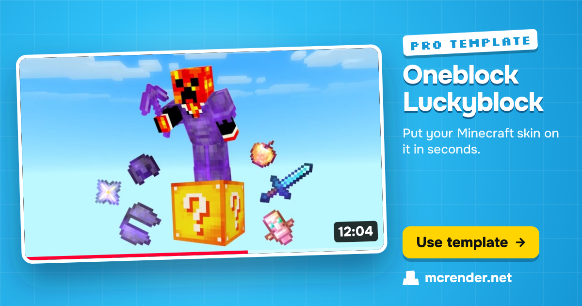 Oneblock Luckyblock — Minecraft Thumbnail Template | MCRender